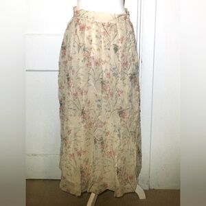 Ralph Lauren Floral Cream Sheer Maxi Skirt with Attached Slip